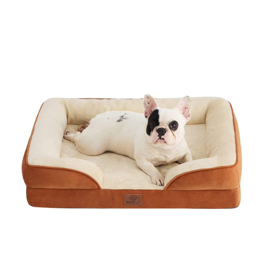 Bedsure Orthopedic Dog Bed Medium Size Dogs - Washable Medium Dog Cat Bed Waterproof, Comfort Pet Couch Sofa with Washable Removable Cover, Pets Bed with Nonskid Bottom, Ember Clay, 28"