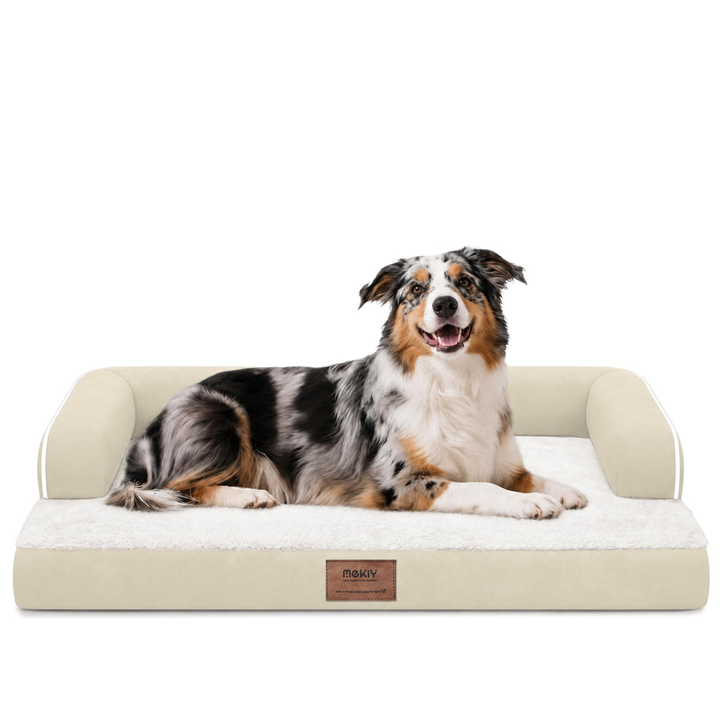 MEKIY Orthopedic Waterproof Dog Bed with Bolster for Extra Large Size Dogs
