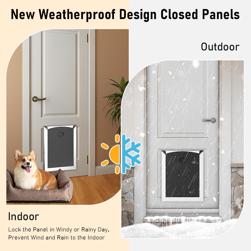 Aluminum Large Dog Door for Medium Large Dogs Up to 110 LBS, Black