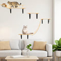 TIMIEEYA Cat Wall Shelves - Stable & Safe 5 in 1 Cat Walls Furniture Set, Wooden Kitten Climbing Wall with Bridge Ladder & Wall Steps