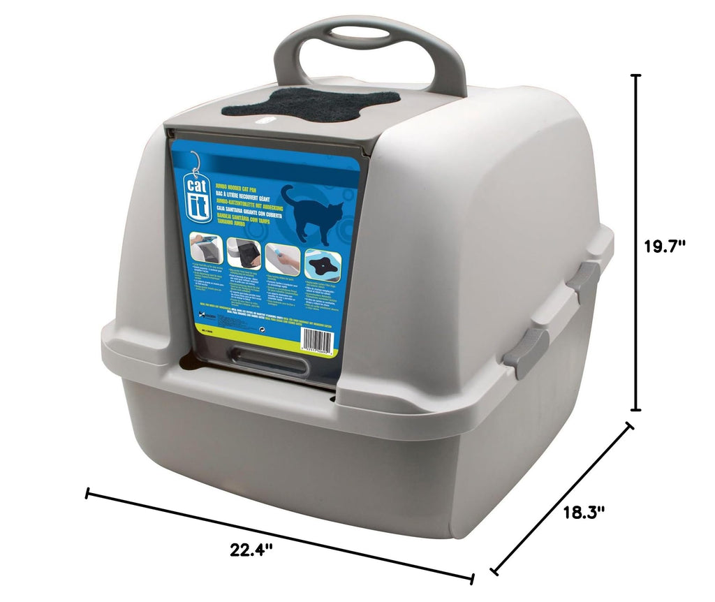 Catit Airsift Jumbo Hooded Litter Pan, Warm Gray/White