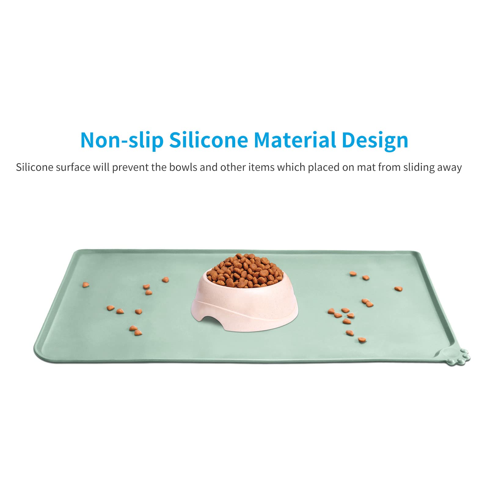 AUDWUD Waterproof Silicone Pet Feeding Mats,Anti-Slip Dog Food Bowl Pad