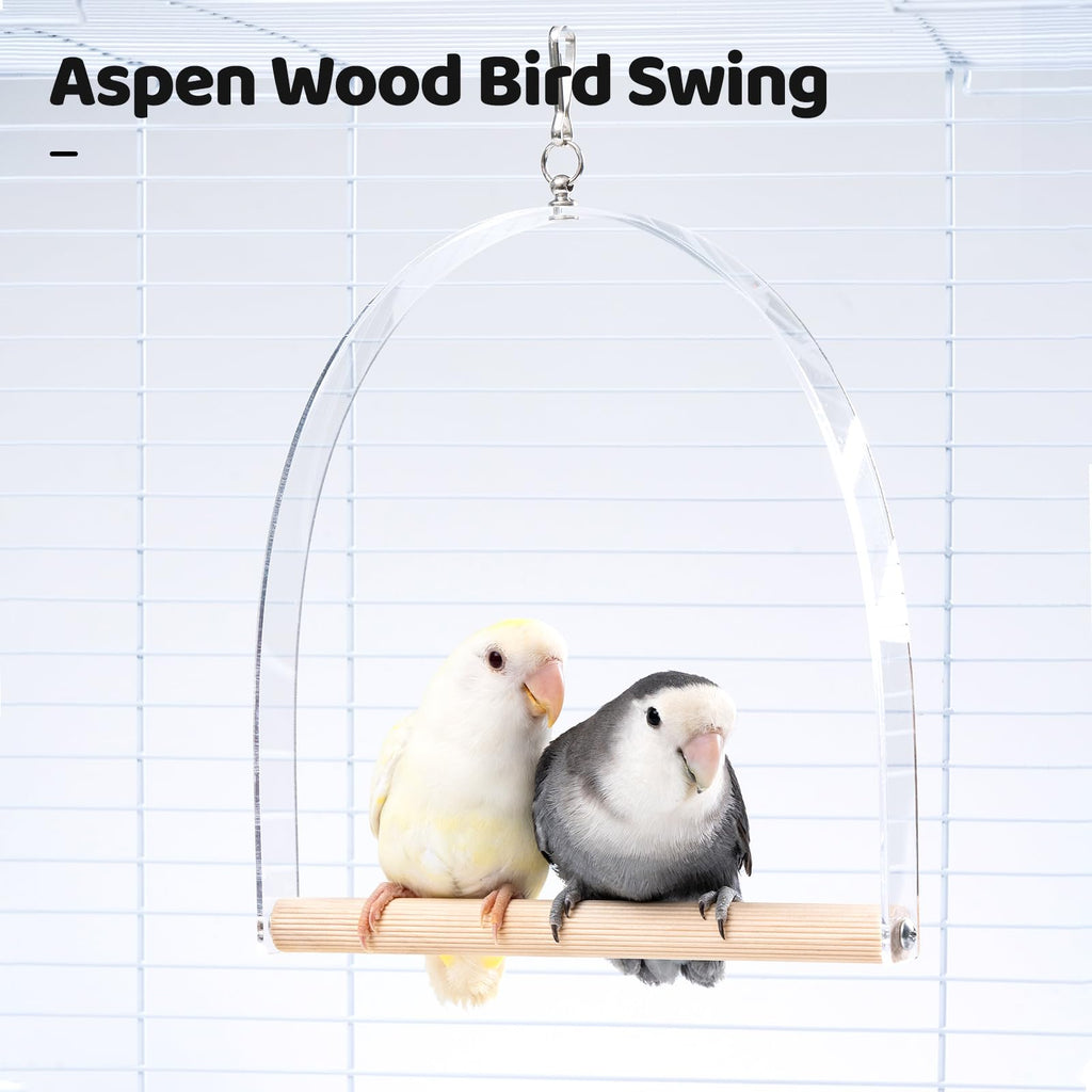 2 PCS, Hanging Bird Perch Toy & Poplar Bird Swing, Parrot Toys for Cage