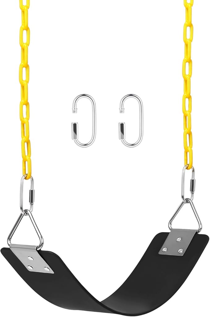 AGPTEK Swing Set, Seat with 66 Inch Anti-Rust Chains Thermoplastic Coated, Support 250lb, Cushion Accessories Replacement with Snap Hooks for Outdoors, Playground