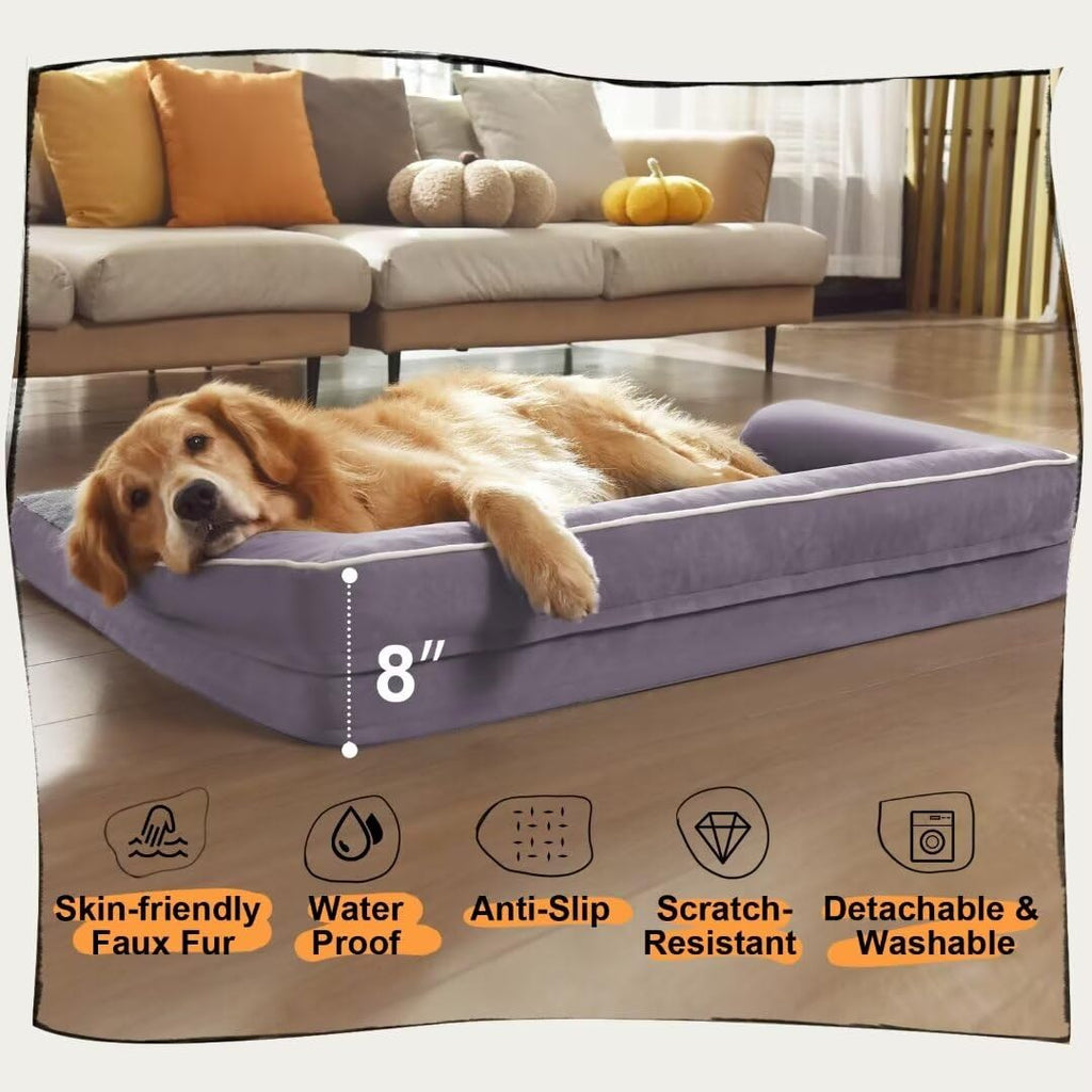 MEKIY XXL Orthopedic Waterproof Dog Bed with Bolster for Extra Large Dogs