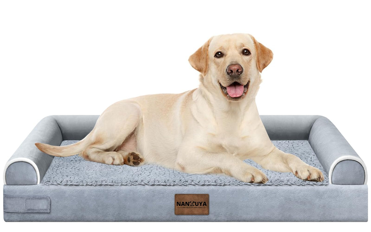 NANUYA Orthopedic Dog Bed for Jumbo Dogs, 48 x 33 Inch, Light Grey