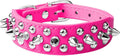 haoyueer Spiked Dog Collar Soft Pu Leather Mushrooms Rivet Spike Studded Puppy Adjustable Pet Collars for Small Breeds (M, Hot Pink)