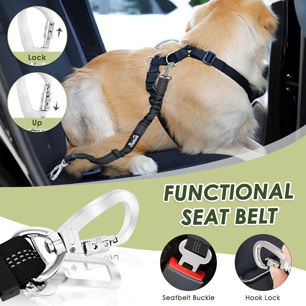 SlowTon Dog Seat Belt Harness for Car, Dog Car Harness & Seatbelt, B M
