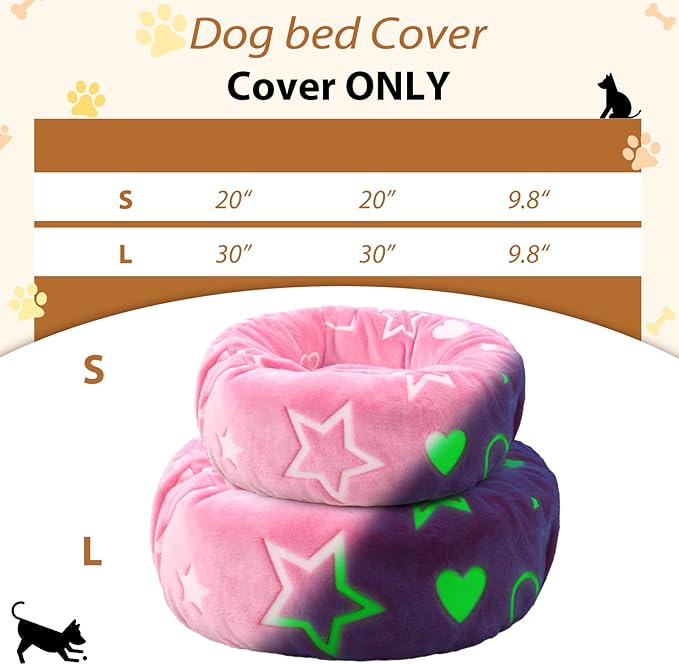 Hoopttay Flannel Round Replacement Dog Bed Cover Elastic Edged 20×9.8 Inch