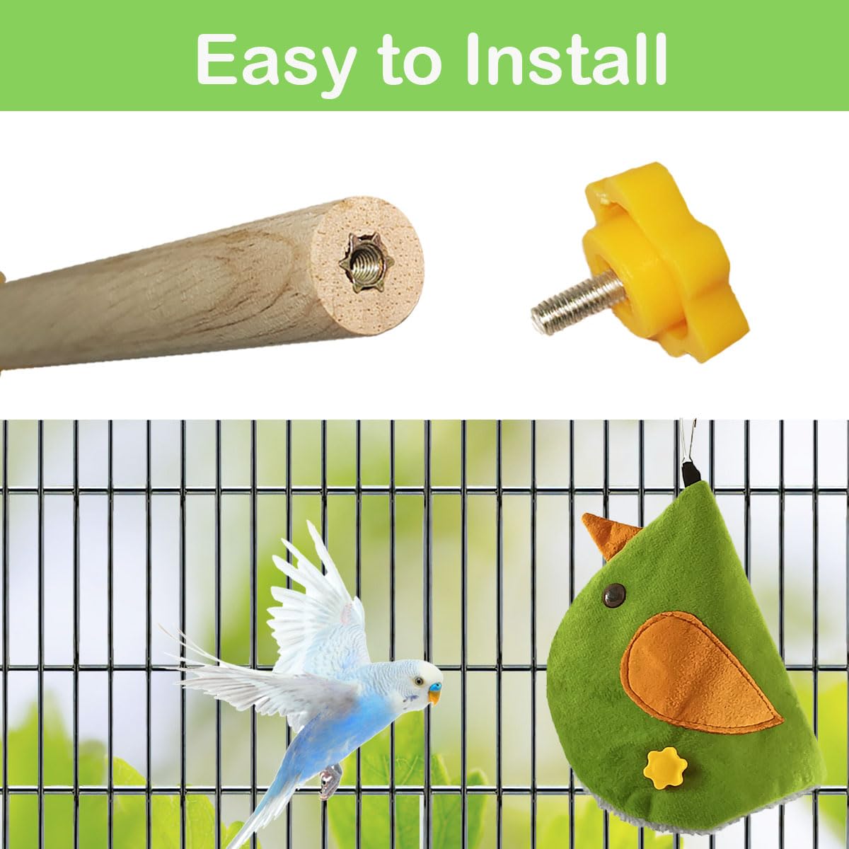 Paxikaka Bird Snuggle Tent - Hanging Sleeping Hut with Perches for Small Birds Parrot Parakeet Cockatiel Conure Budgie Finch Quaker