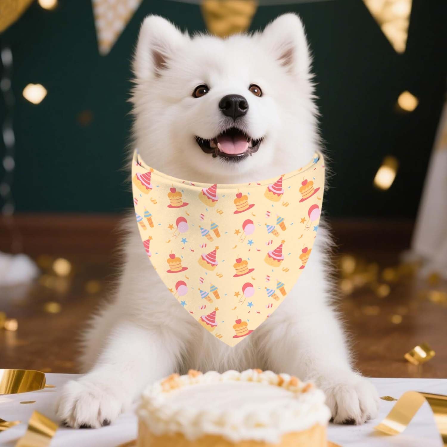 Birthday Dog Bandanas, Double Side Reversible Large Pet Scarves, Celebration Set, Adjustable Triangle Holiday Bandanas for Dogs Girl Boy Pets