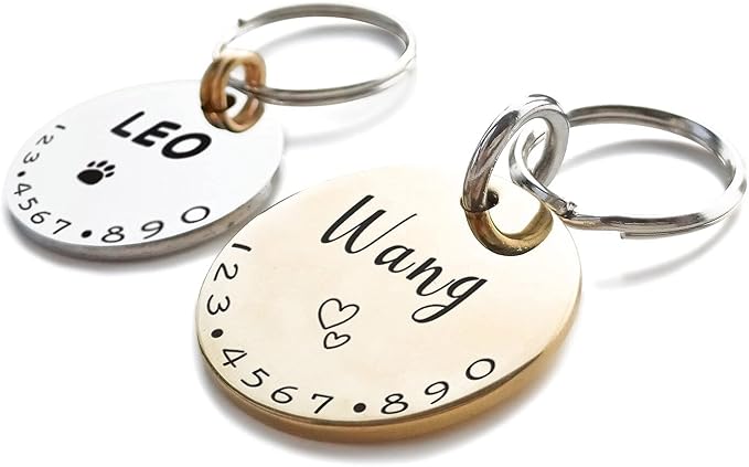 Cats Dogs ID Tags Personalized Lovely Symbols Pets Collar Name Accessories Simple Custom Engraved Supplies for Small Four Legged Child Necklace Chain Anti-Lost Shiny Stainless Steel 316L Charm