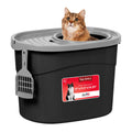 IRIS USA Large Top Entry Cat Litter Box, Hooded Privacy, Black/Gray