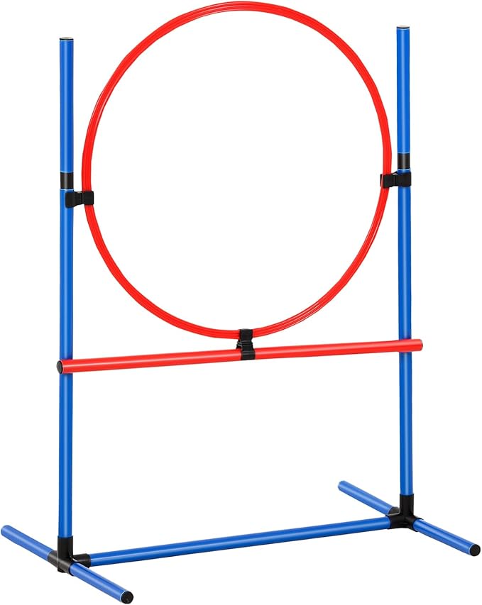 VEVOR Dog Agility Course Backyard Set, 13pcs Agility Training Equipment for Dogs, 2 Tunnels with Sandbags,Adjustable Hurdles,Weave Poles,Jump Ring,Pause Box, Puppy Obstacle Course Kit with Storage Bag