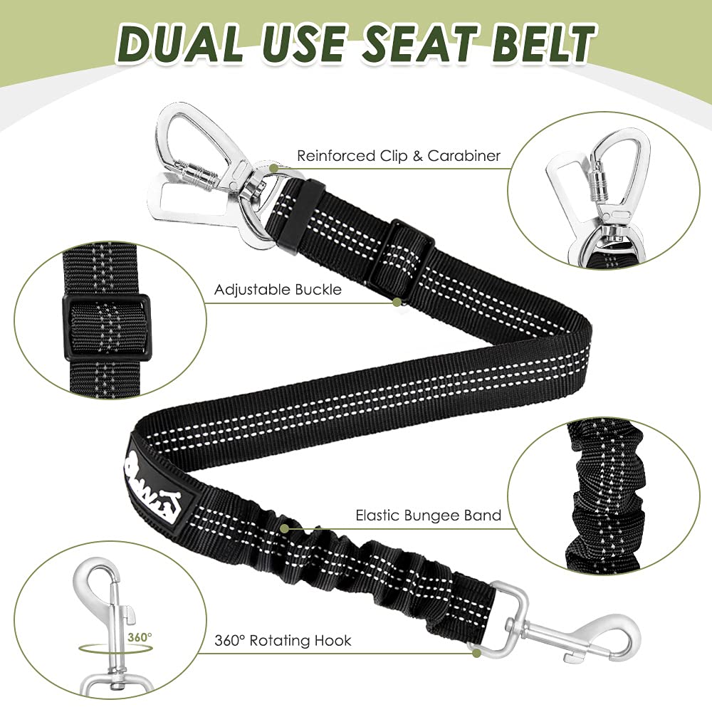 SlowTon Dog Seat Belt Harness for Car, Dog Car Harness & Seatbelt, B M