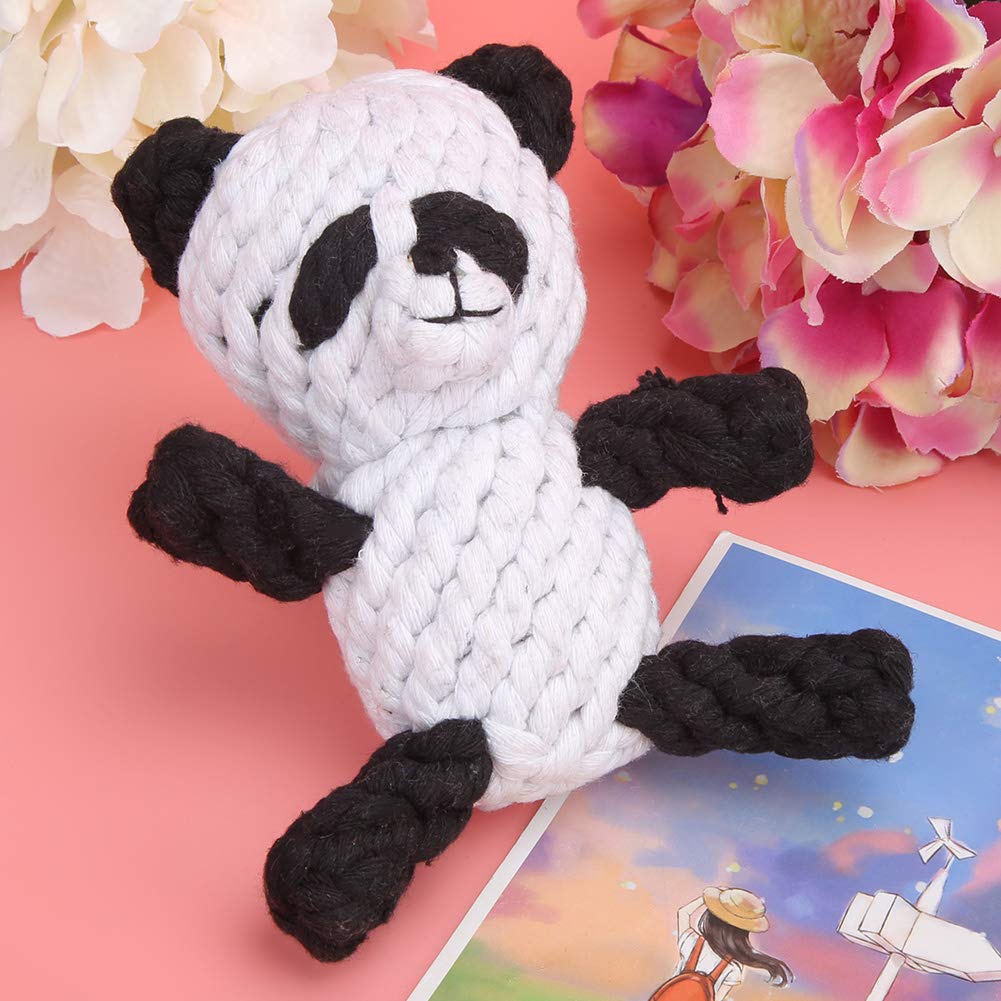 ZAICOLER Pet Cotton Rope Biting Chewing Molar Toy, Cartoon Animal Shape & Pure Manual Weaving, Dog Rope Toys with Strong and Hard, Grind and Clean Teeth, Relieve Pressure (Panda)