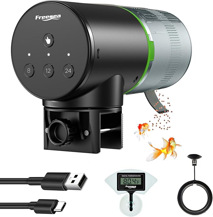 FREESEA Automatic Fish Feeder for Aquarium: 200ml Vacation Dispenser