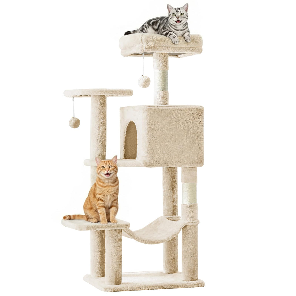 DUMOS 44 Inch Cat Tree Tower with Natural Sisal Scratching Posts