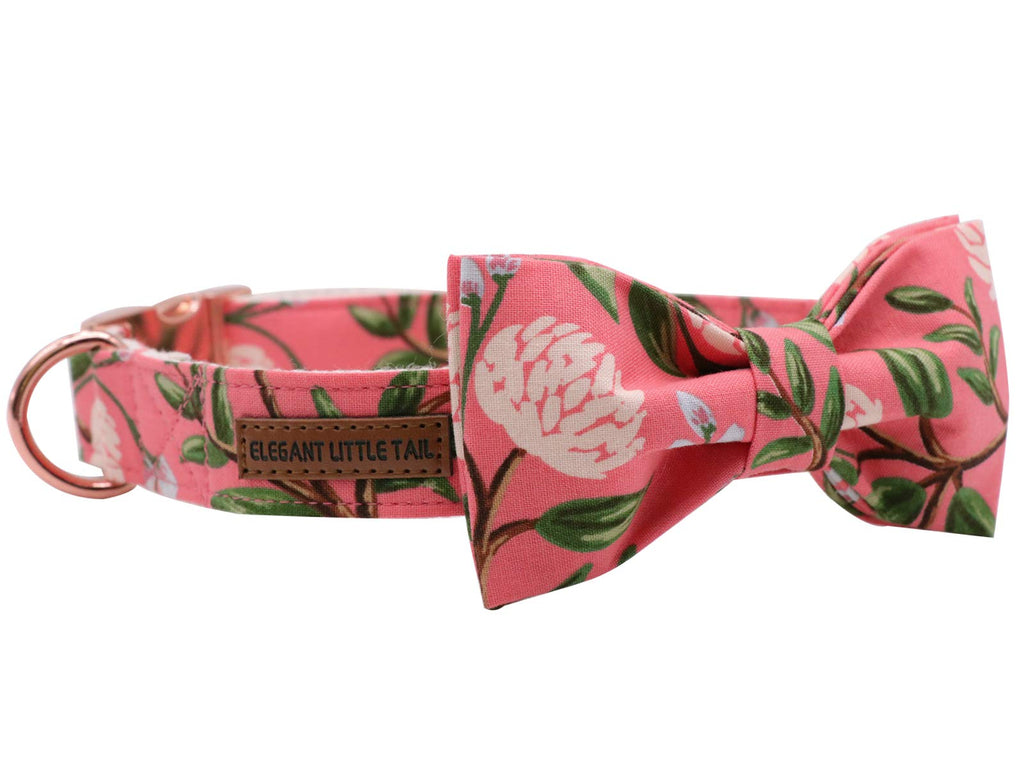 Elegant little tail Dog Collar with Bow, Cotton & Webbing, Bowtie Dog Collar, Adjustable Dog Collars for Small Medium Large Dogs and Cats