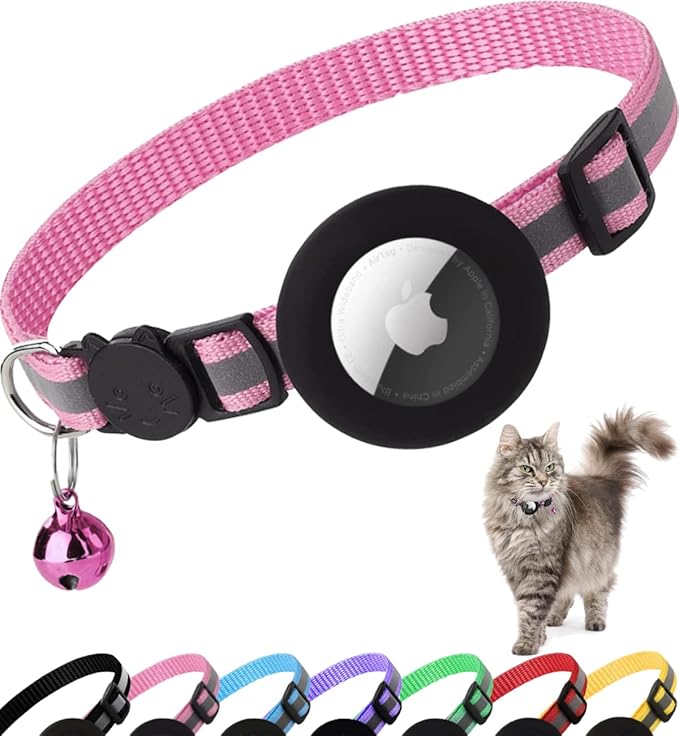 Dgerp Airtag Cat Collar Breakaway, Cat Collar with Air Tag Holder