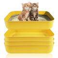 Small Litter Box, Plastic Kitten Litter Box, 13.9 x 9.8 x 3 Inch Open Litter Box for Small Pet, Easy to Clean (Yellow 4PCS)