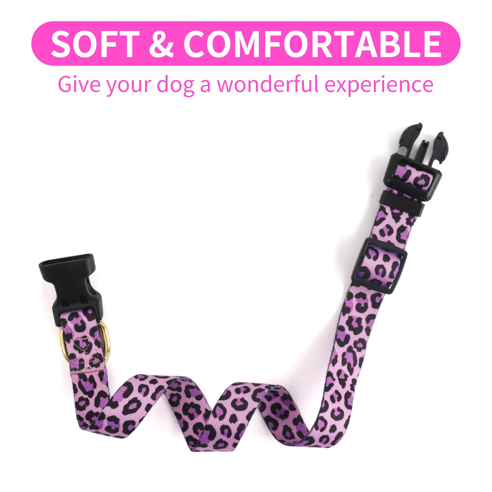 QQPETS Adjustable Soft Dog Collar: Print Flower Pink Multicolor Cute Patterns for XS Small Medium Large Pet Girl Boy Puppy Walking Running Training