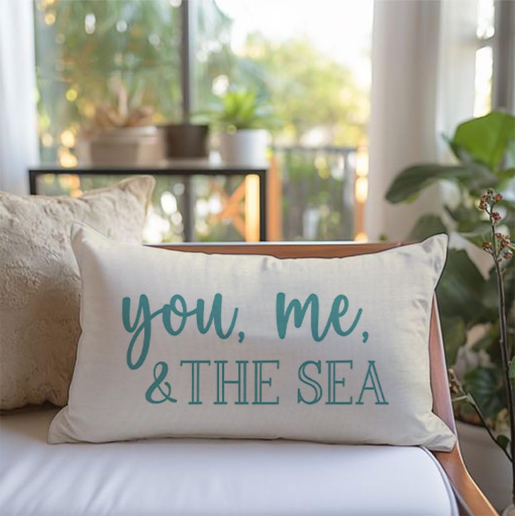 PANDICORN Summer Beach Throw Pillow Covers 12x20 Inch, You Me and The Sea