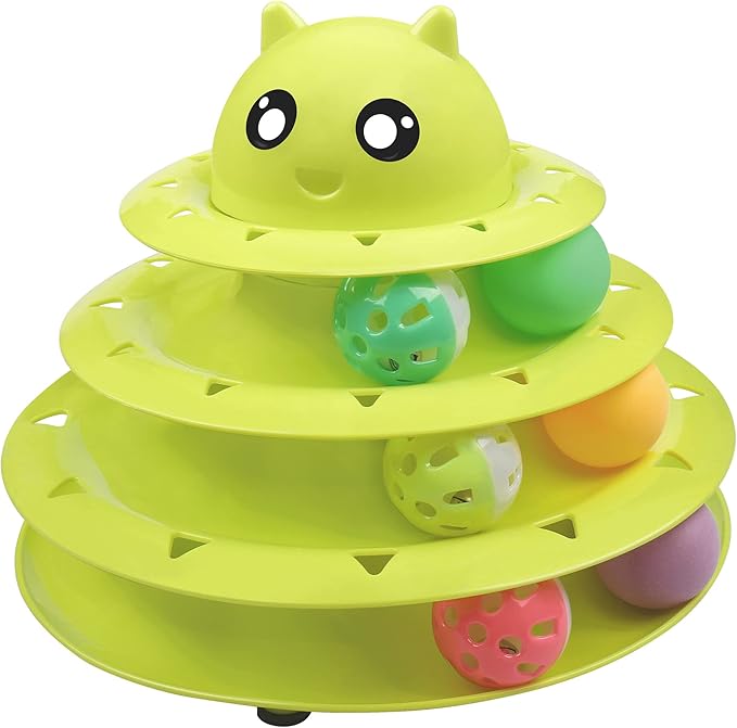 UPSKY Cat Toy Roller 3-Level Turntable Cat Toys with Six Colorful Balls