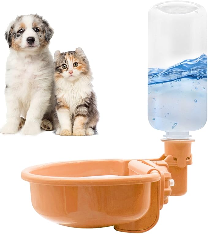 VANNON Gravity Pet Water Bowl, 16oz Anti-Splash Crate Dispenser
