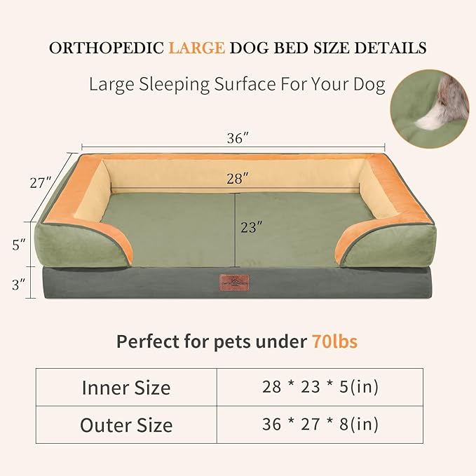 Comfort Expression Orthopedic Dog Beds for Large Sized Dog with Bolster