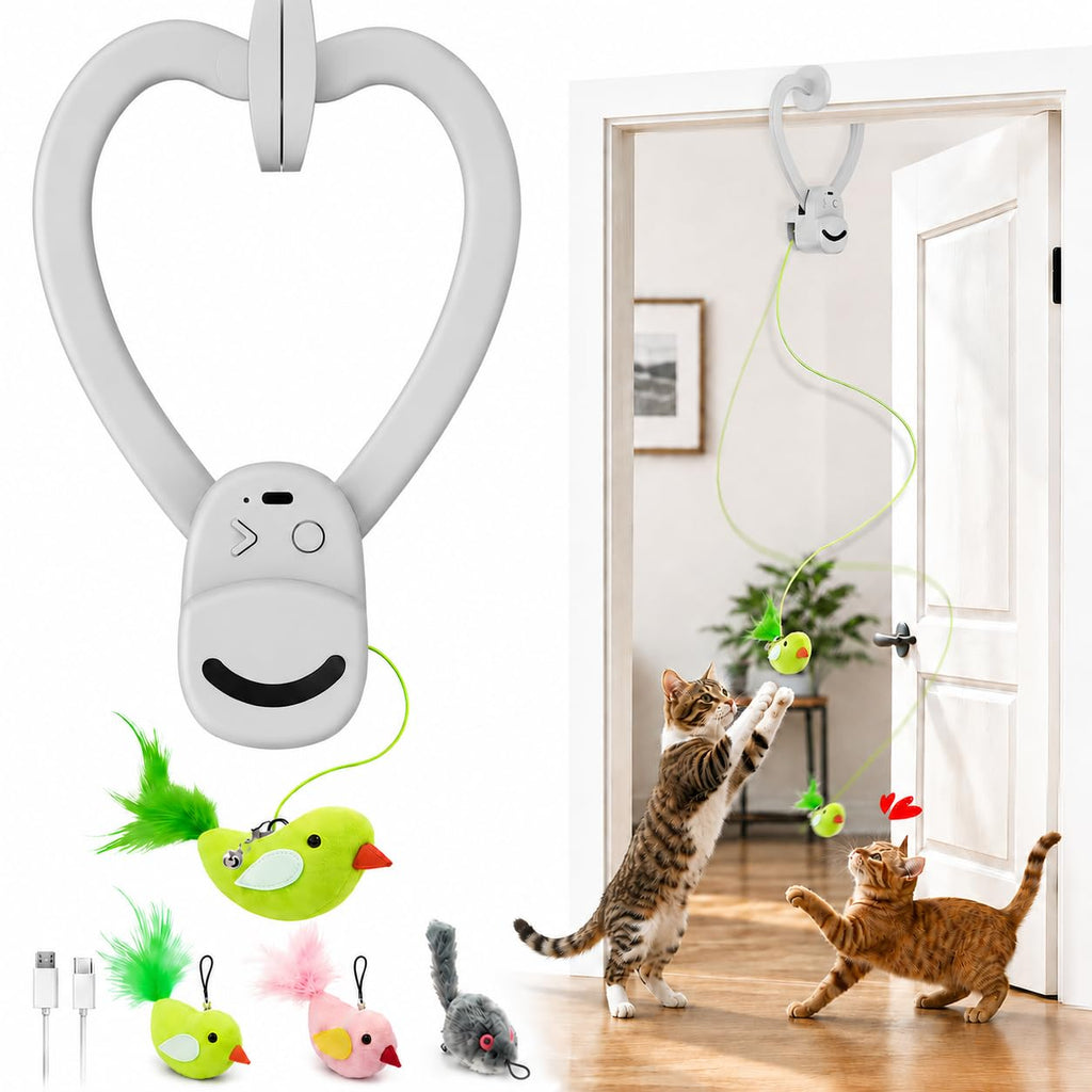 Interactive Cat Toys for Indoor Cats, Clip-On Automatic Flying Bird