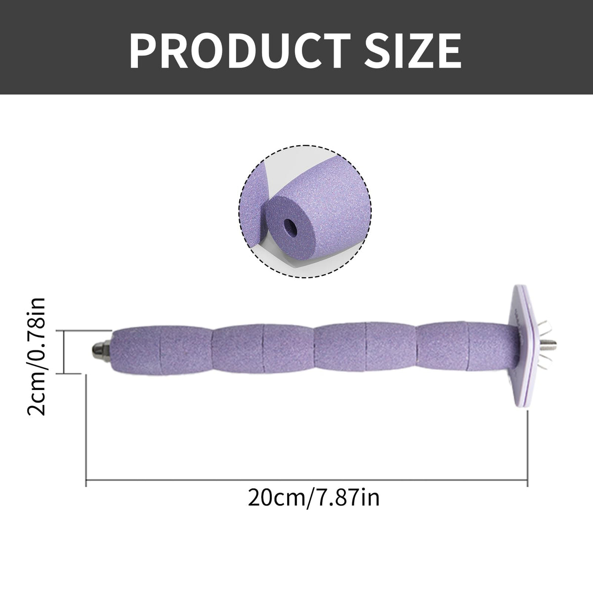 YOOSO WING Parrot Perch Birds Nail File Perch Abrasive Surface Ceramic Paw Grinding Stick – Bird Nail File – for Parrots, Budgies, Parakeets, and Cockatiels Bird Cage Accessory (Purple, 7.8Inch)
