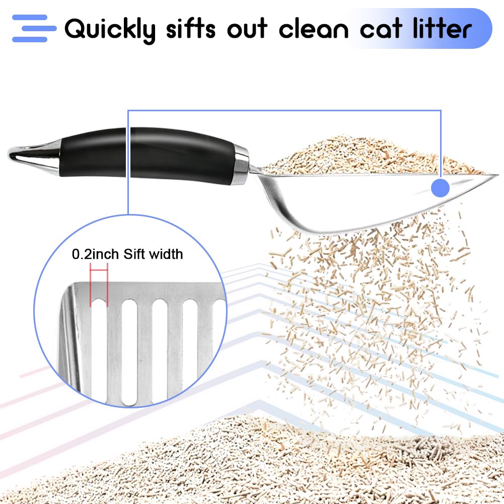 NewGF Stainless Steel Cat Litter Scoop,Metal Cat Litter Scoop,Kitty Metal Scooper,Sturdy Mesh Scooper,Suitabla cat Scooper for Cat Litter Box(Sliver)