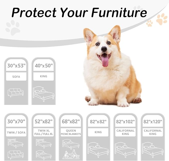 hyha Waterproof Dog Bed Blanket, Soft Pet Blankets, Waterproof Couch Cover for Dogs, Reversible Sofa Covers Washable for Furniture (52x82 Inch, Camel/Beige)