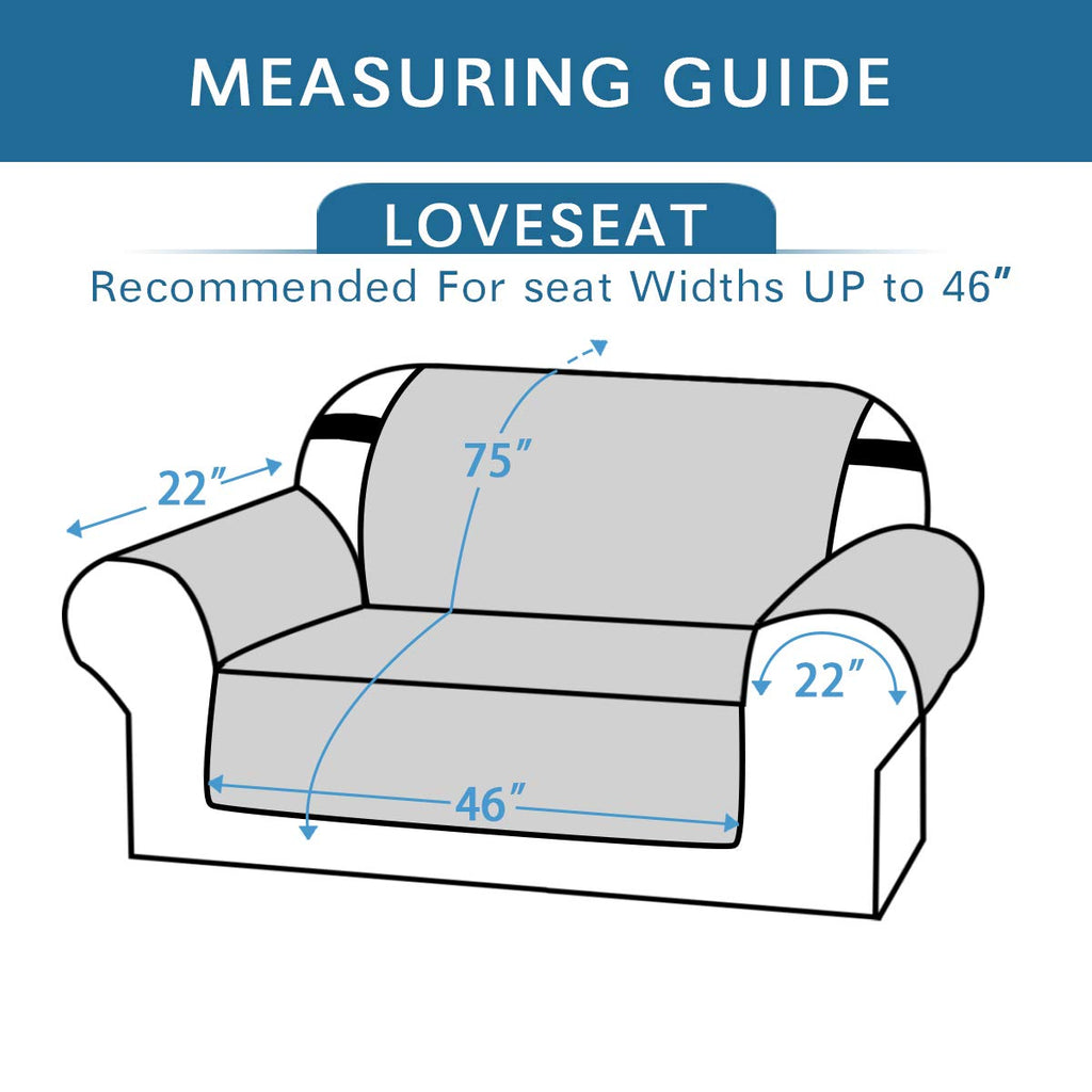 H.VERSAILTEX Reversible Loveseat Cover Furniture Protector Anti-Slip Water Resistant 2 Inch Wide Elastic Straps Couch Covers Pets Kids Fit Sitting Width Up to 46"(Love Seat: 75" x 90", Brown/Beige)