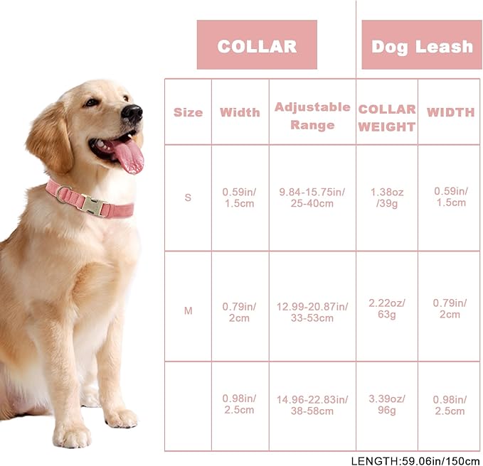Genuine Leather Dog Collar - Adjustable Pet Collar with Quick Release Metal Buckle, Soft Skin Friendly Real Leather Collar for Small, Medium, Large Dogs (Pink, M：Fit 12-20" Neck)