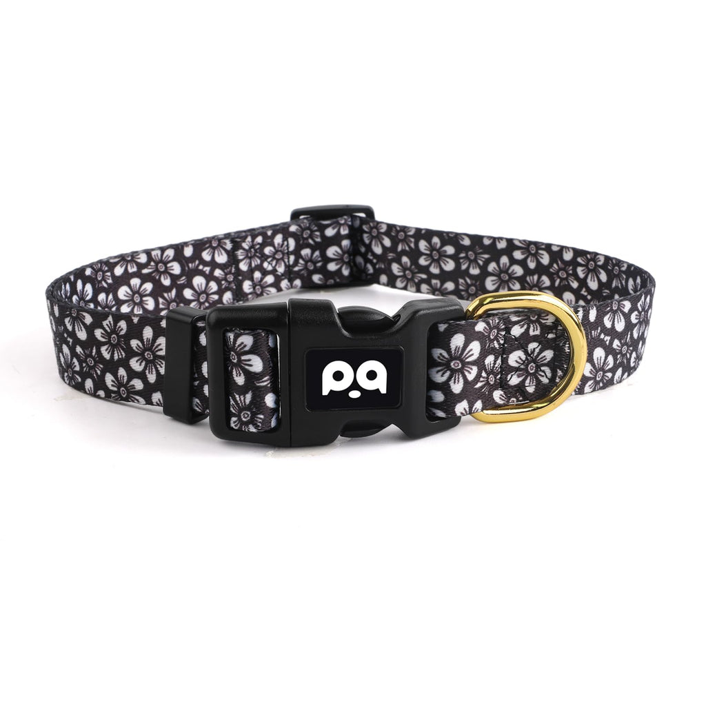 QQPETS Adjustable Soft Dog Collar: Print Flower Pink Multicolor Cute Patterns for XS Small Medium Large Pet Girl Boy Puppy Walking Running Training