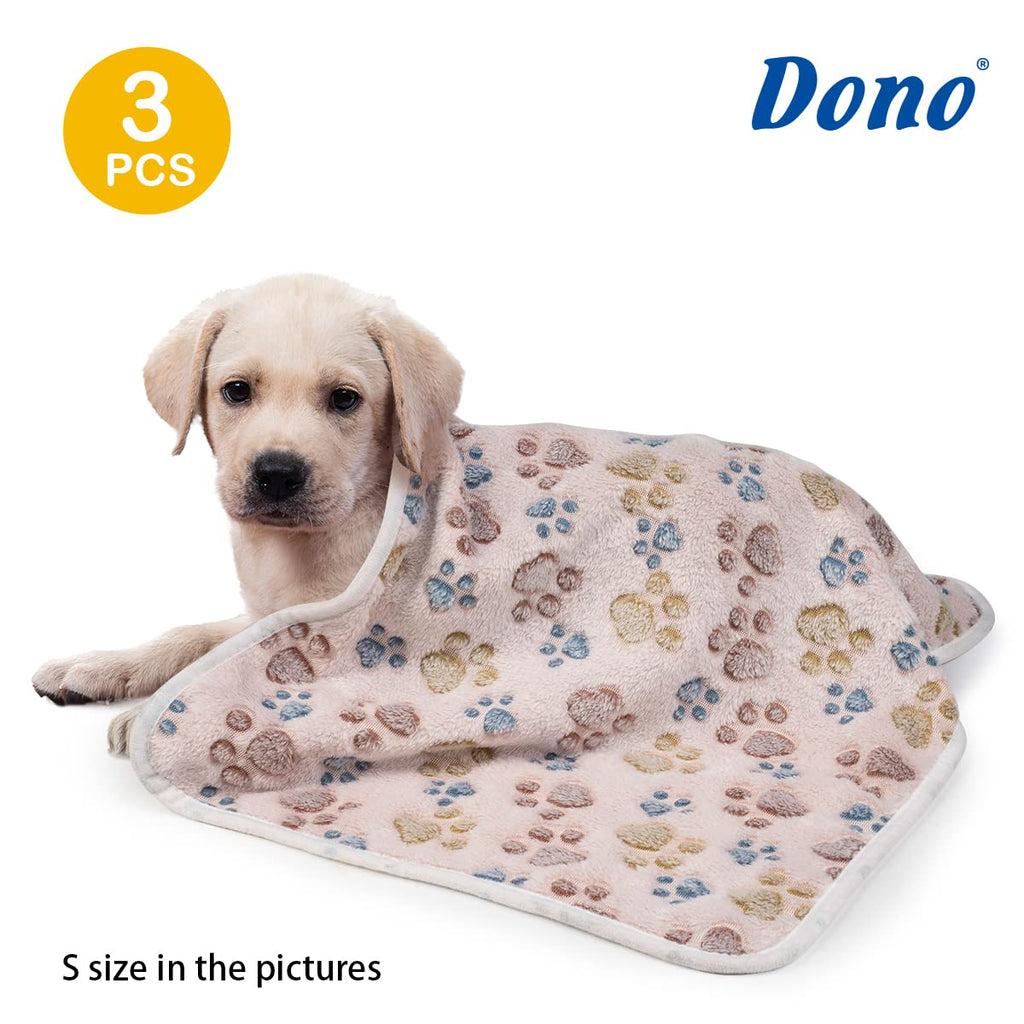 Dono 1 Pack 3 Dog Blankets, Soft Fluffy Fleece Pet Blanket Warm Sleep Mat Paw Print Design Puppy Kitten Throw Blankets Doggy Blanket for Dogs