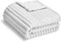 Eonkasp Soft Fleece Baby Blanket Ultra Cozy Grey Baby Blankets for Boys Warm and Lightweight Infant Toddler Newborn Receiving Gift with Reversible Stripes for Crib Stroller, 30x40 Inch, Light Grey