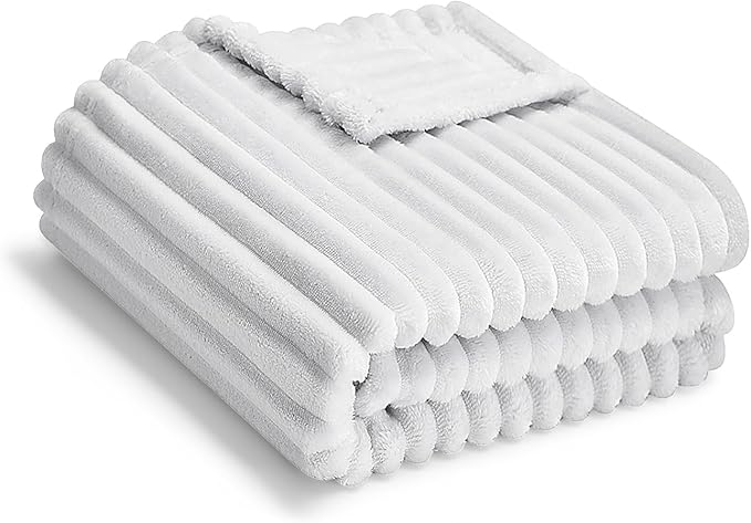 Eonkasp Soft Fleece Baby Blanket Ultra Cozy Grey Baby Blankets for Boys Warm and Lightweight Infant Toddler Newborn Receiving Gift with Reversible Stripes for Crib Stroller, 30x40 Inch, Light Grey