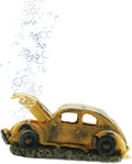 boxtech Aquarium Resin Ornament Decor, Imitation Car Wreck with Air Stone