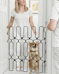 Retractable Dog Gate for Front Door 35.4" Wide 30.7" Tall Automatic Retractable Dog Barrier to Keep Pets Secure When Door Opens/Closes, Hardware Mount Front Door Barrier for Small/Large Dogs, Indoor