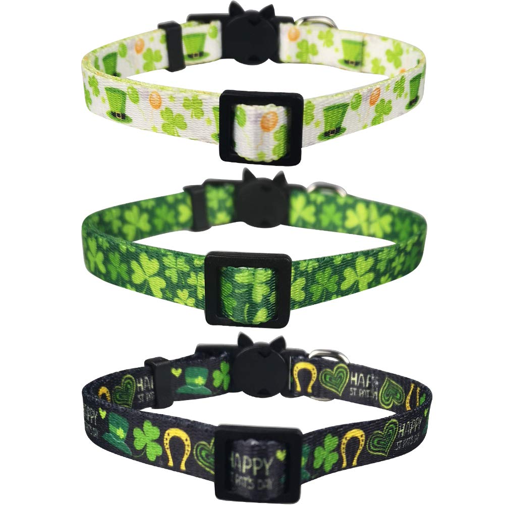 3 Pack St. Patrick's Day Cat Collar with Bell Breakaway Adjustable