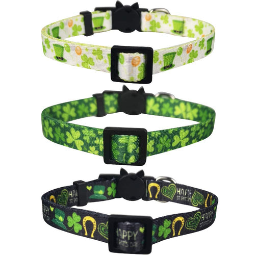 3 Pack St. Patrick's Day Cat Collar with Bell Breakaway Adjustable