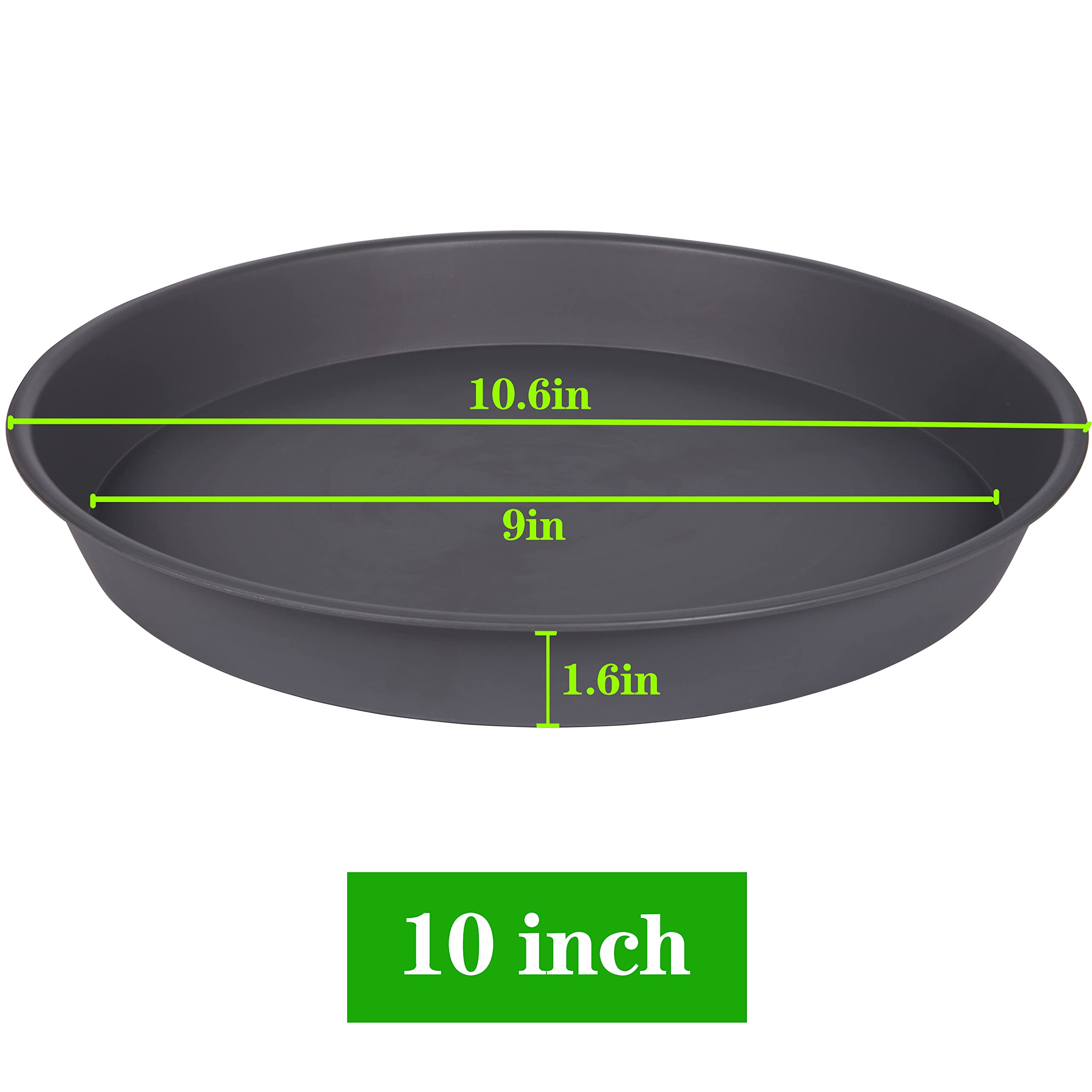 Bleuhome 2 Pack of 10 inch Plant Saucer Gray, Heavy Duty Plastic Plant Saucer 10 inch Round, Durable Plant Tray for Pots, Plant Saucers for Indoors, Plant Trays for Planter 9"/10" (10", Cement)