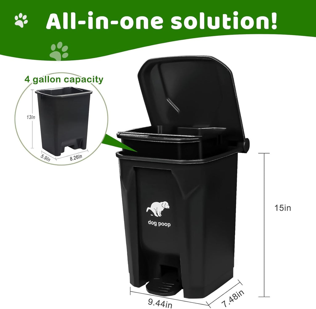 Dog Poop Trash Can Outside - 20L/5Gal Large Outdoor Trash Can with Lid