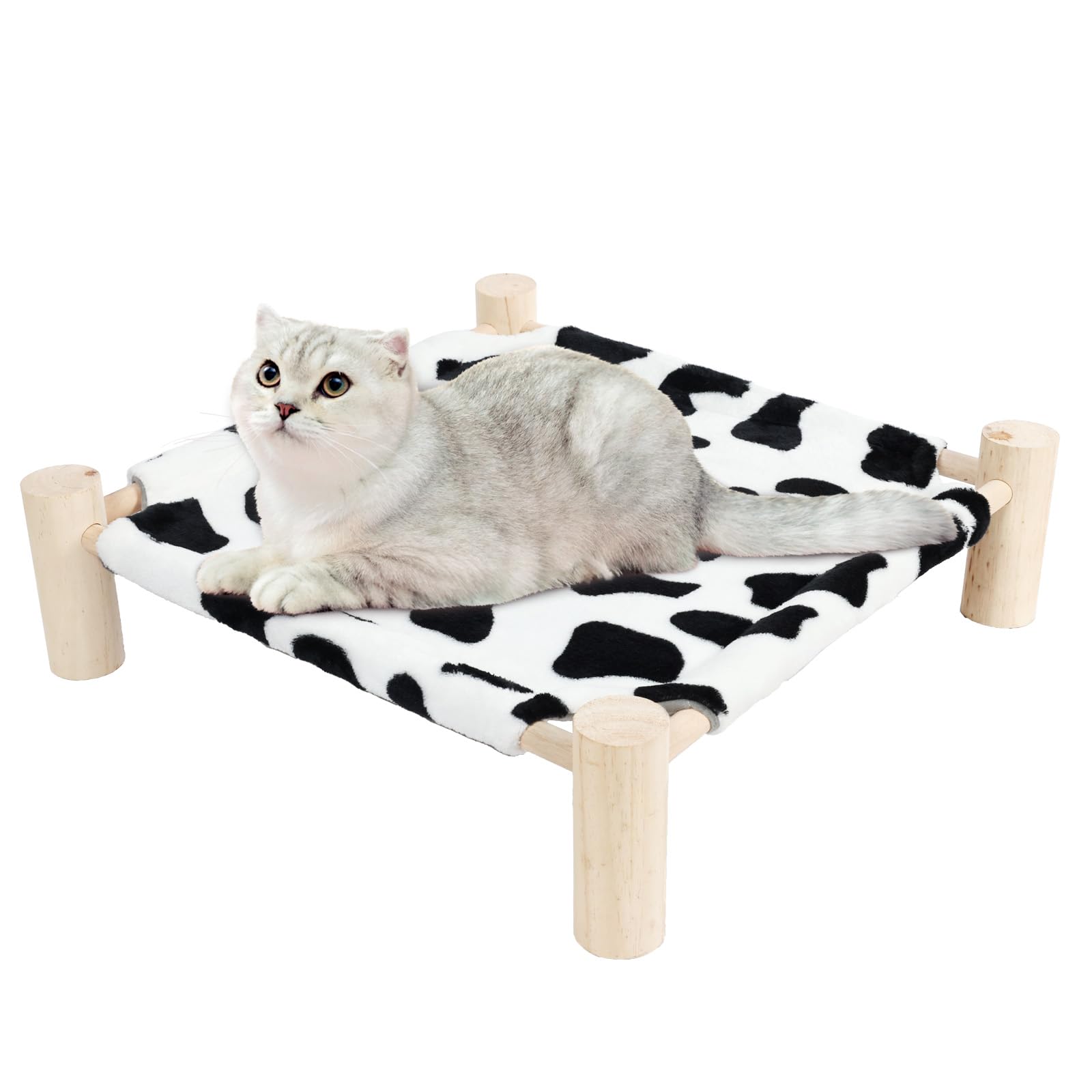 Patas Lague Cat Hammock Bed Small Eleveted Dog Bed 19x19 in Cow Prints