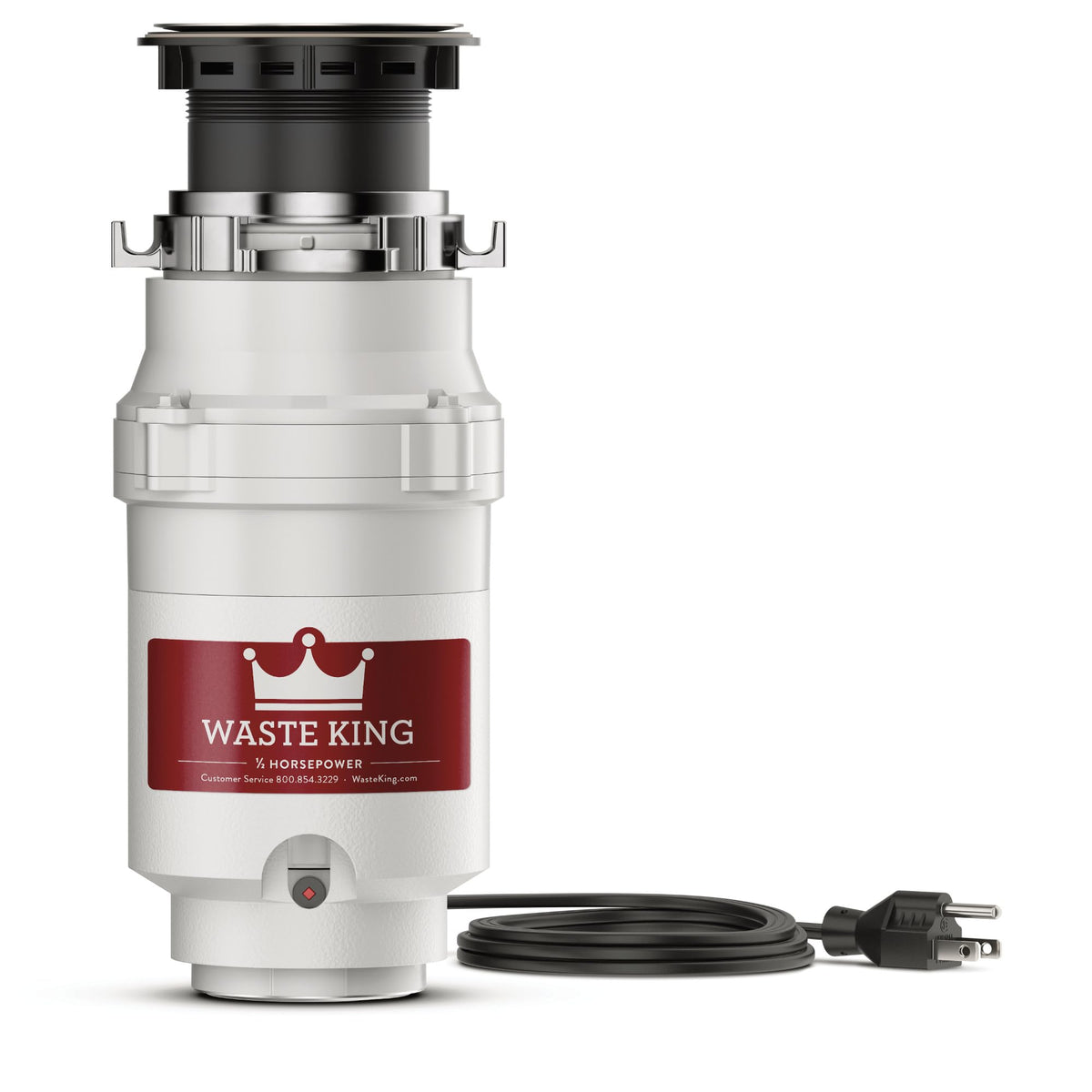 Waste King L-2600TC Controlled Activation 1/2 HP Garbage Disposal with Safer Controlled Griding, Power Cord Included