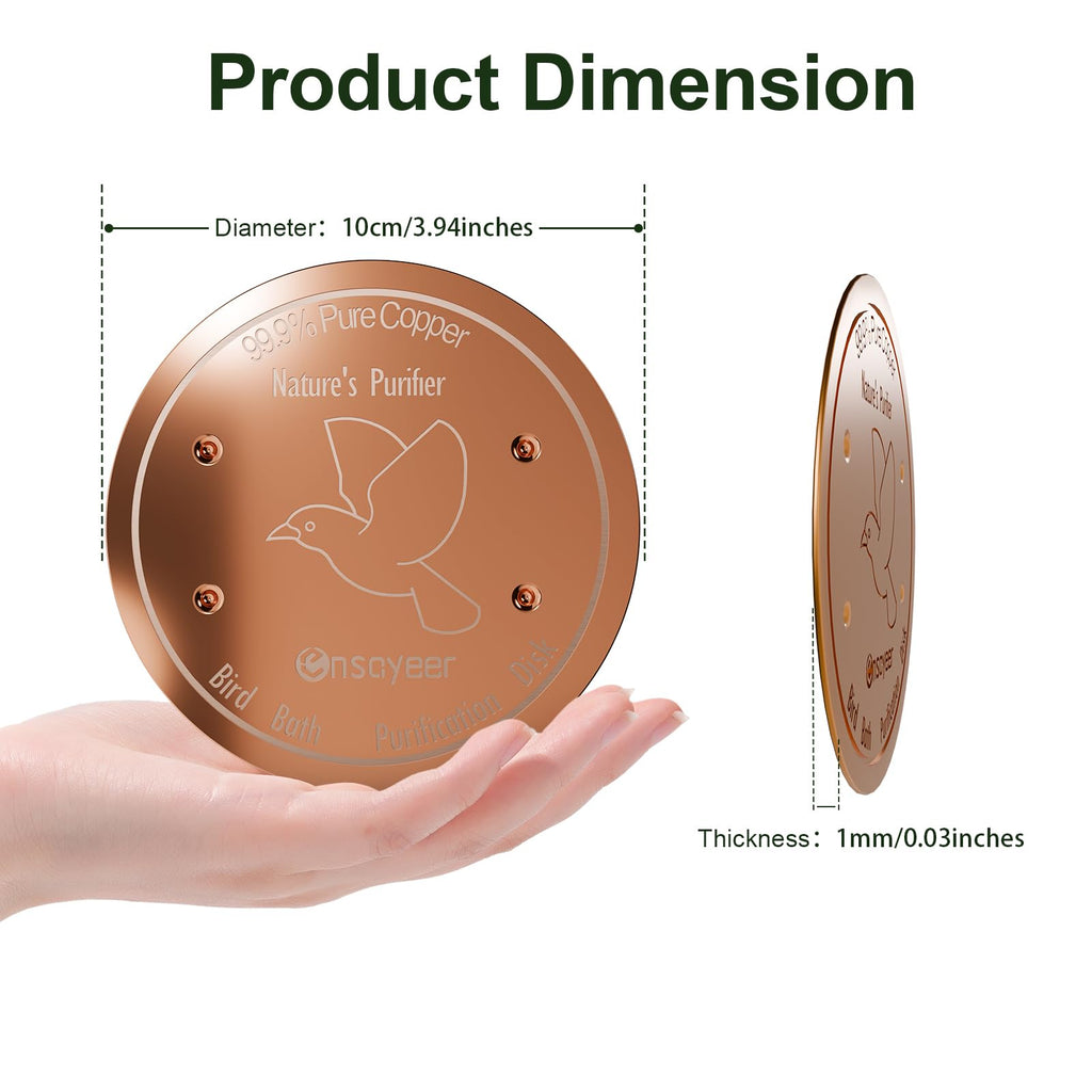 Ensayeer Pure Copper Disk for Bird Bath and Bowl Clean Water