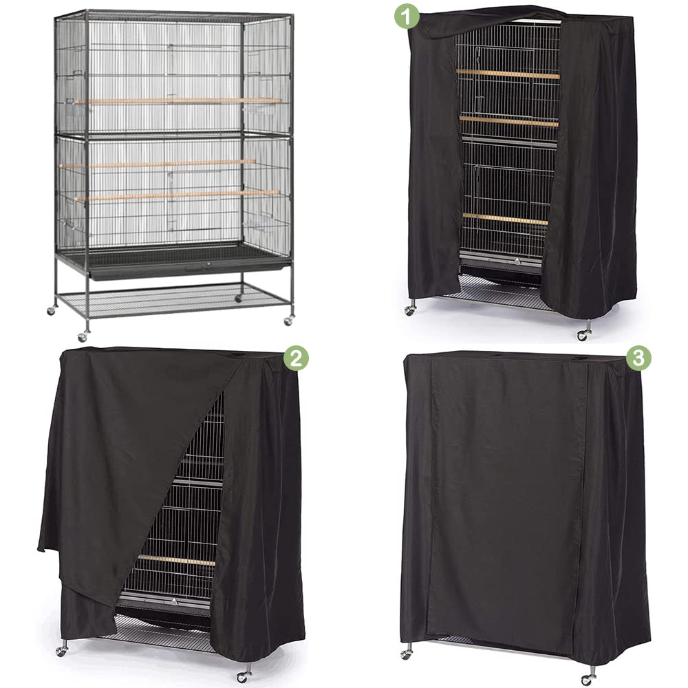 SUNSURE Extra Large Bird Cage Cover Breathable Waterproof Material Universal Black-Out Bird Parrot Cover Good Night Birdcage Cover Sleep Helper for Parrots Parakeets Budgies Macaw (40x27x48in)